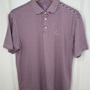 Rhoback Old Glory Performance Polo Men’s Shirt Size M Red White Blue Striped
